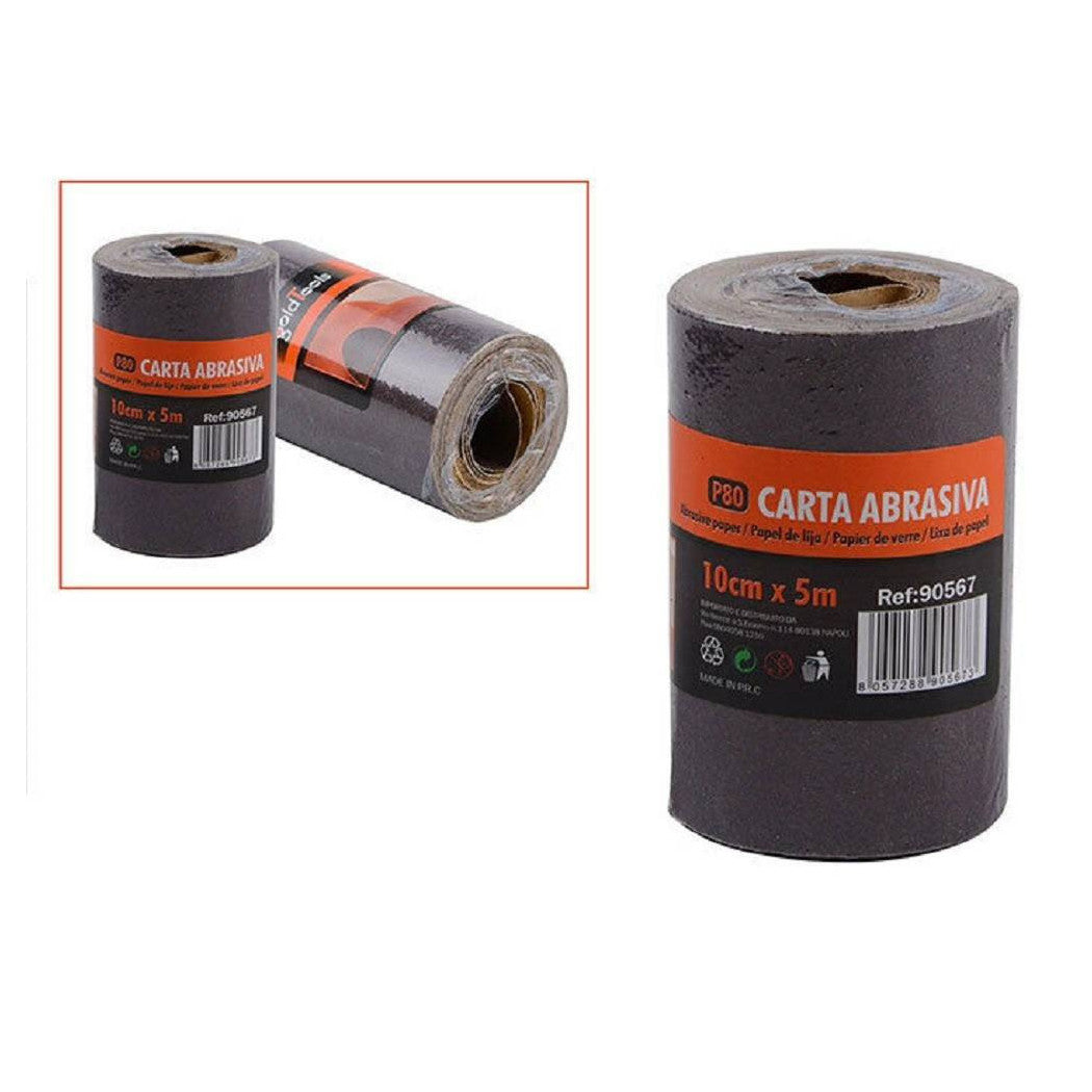 2 rollos de lija abrasivo de 5 metros Grana P80 liso