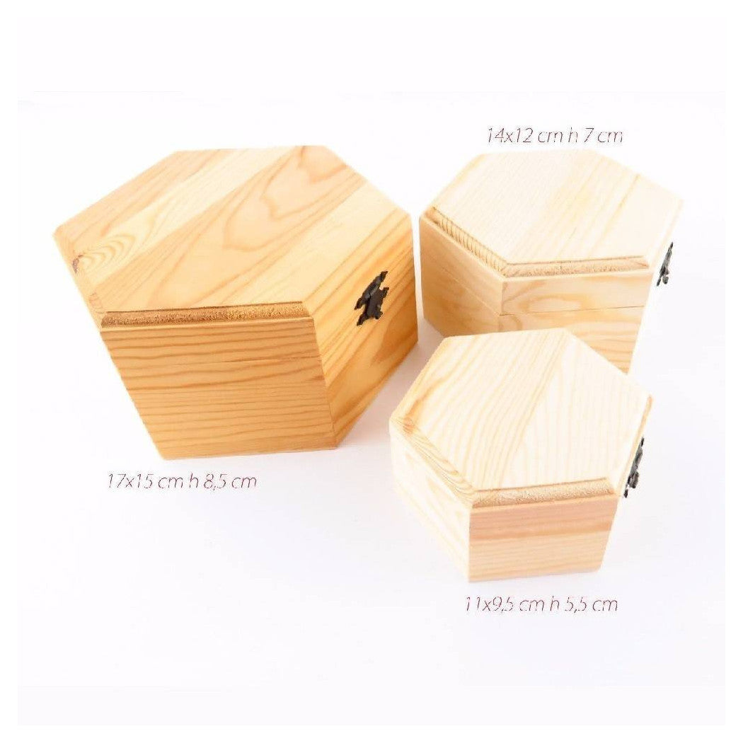 3 cajas de madera hexagonales Decoupage caja de joyería matrioska caja de caja