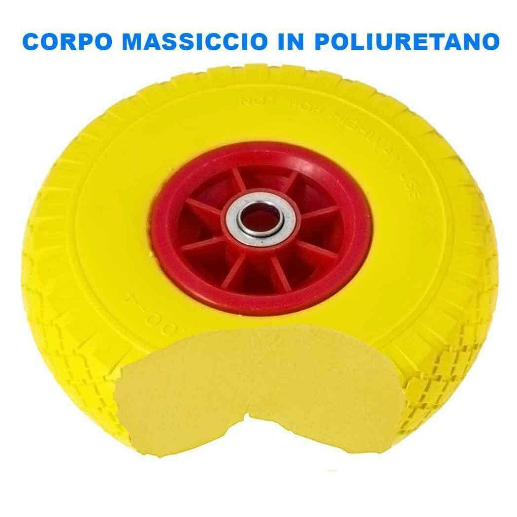 Antiformación de rueda llena PU Carretilla amarilla carretilla 25 cm círculo de plástico