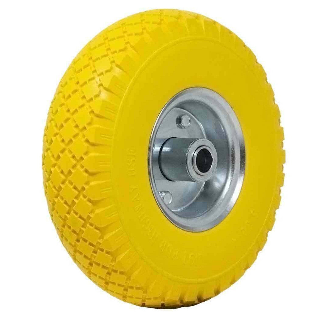 Antiformación de rueda llena PU Carretilla amarilla carretilla 25 cm de acero círculo