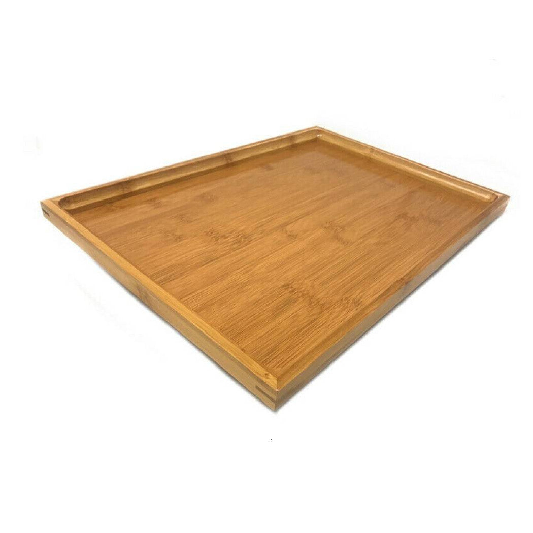 Bandeja de madera de bambú rectangular Edge alto x 41x29x2.5cm Comida de desayuno