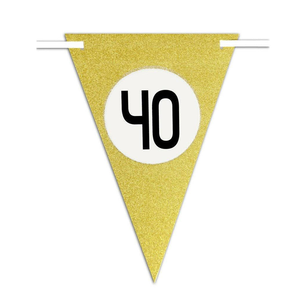 Banderas Aniversarios de cumpleaños 10pcs Festoon Triangular Oro 40 años