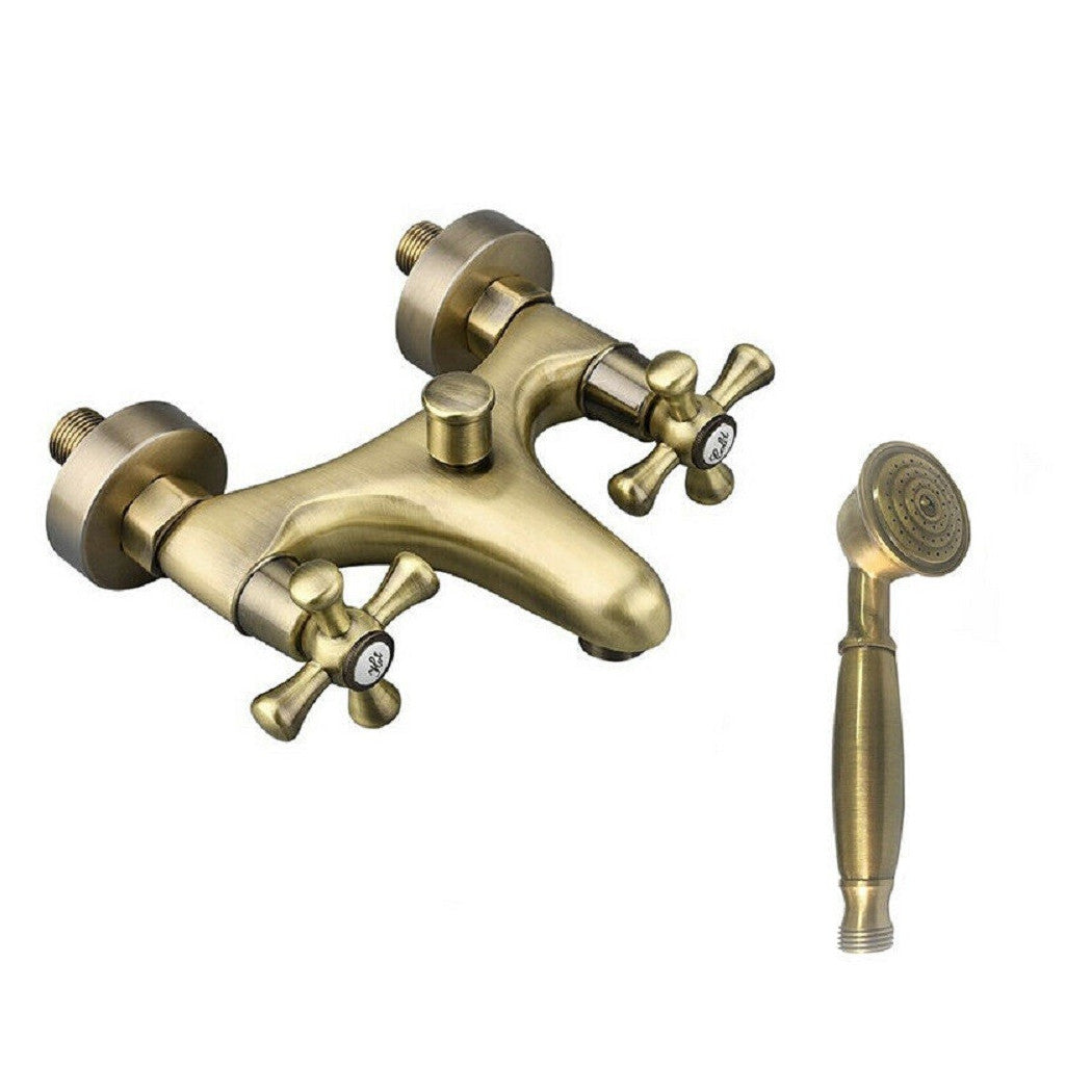 Baño Tap Tapones de ducha Baño Mezclador Doble Perilla Bronce Satén Bronce