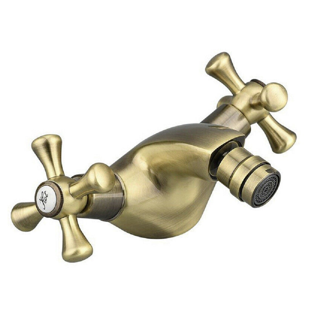 Birtillo de baño Bidé Bidé Doble Knob Mixer Bronce Satin Bronce
