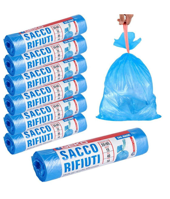 5 bolsas de rollos Bolsas Fragant Junk 30LT 50x60 con asas blancas 100 unids