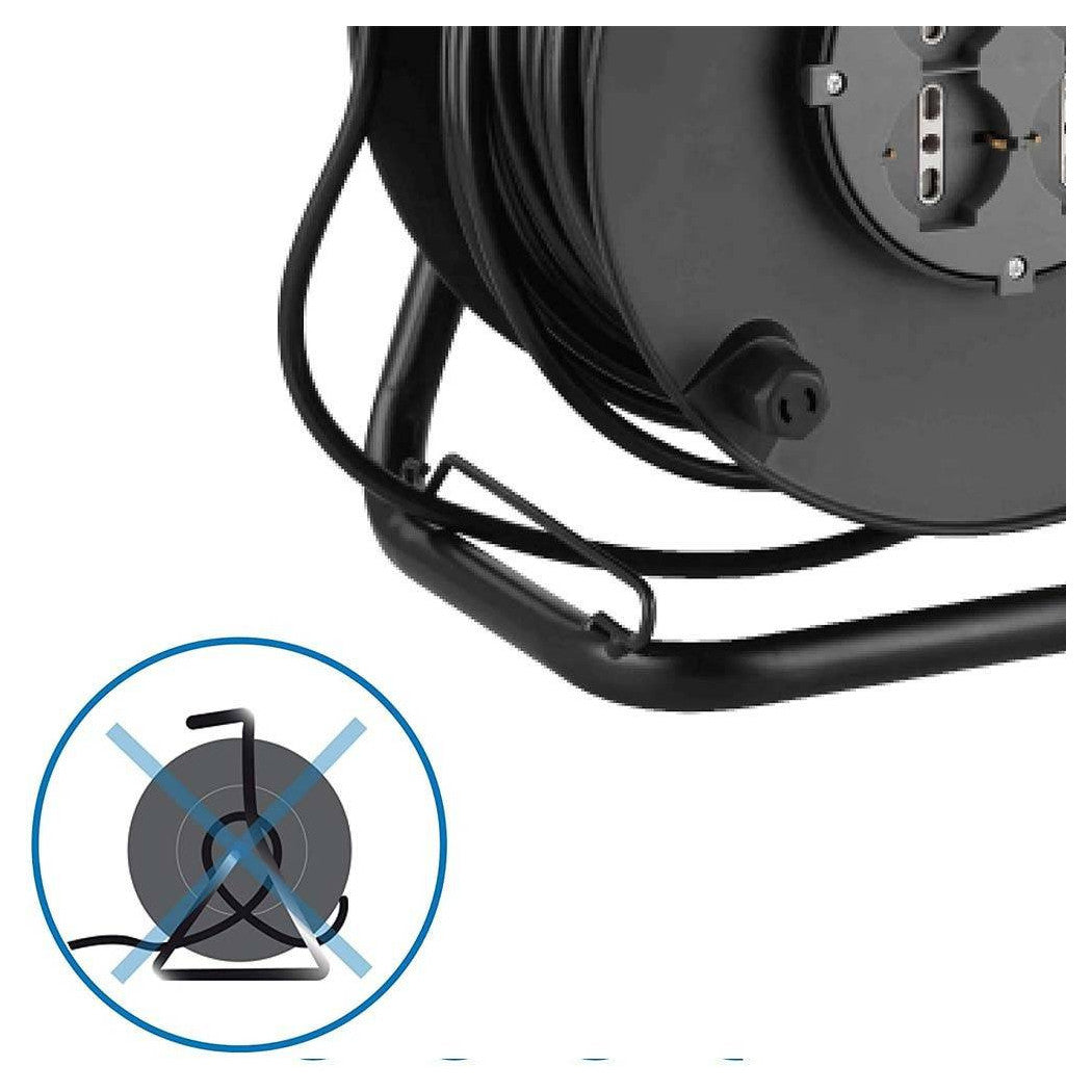 Cable de extensión eléctrica 50 MT Húmedo y 4 Sockets Schuko Spine multiuso 16A