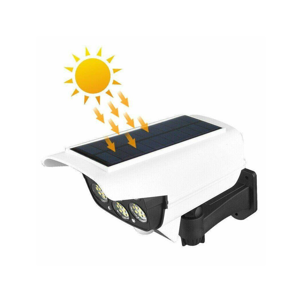 Cámara de panel solar falsa con sensor de movimiento 77 LED Foco de luz