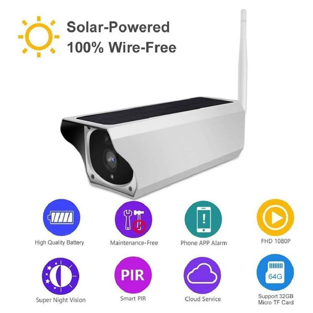 Cámara WiFi al aire libre con panel solar para uso continuo CW489