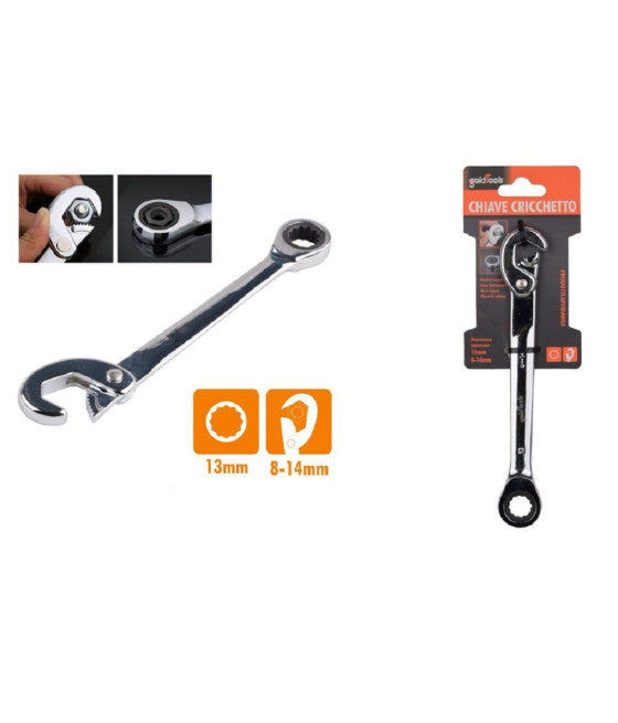 Curva de doble cabeza poligonal 6 PCS Llave larga en Chrome Vanadium 91705