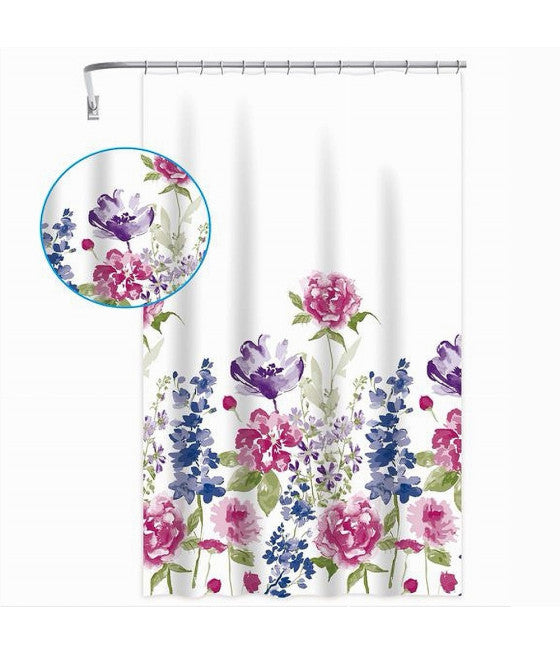 Cortina de ducha anti-soporte 180 x 200 cm con anillos de baño negro 69768