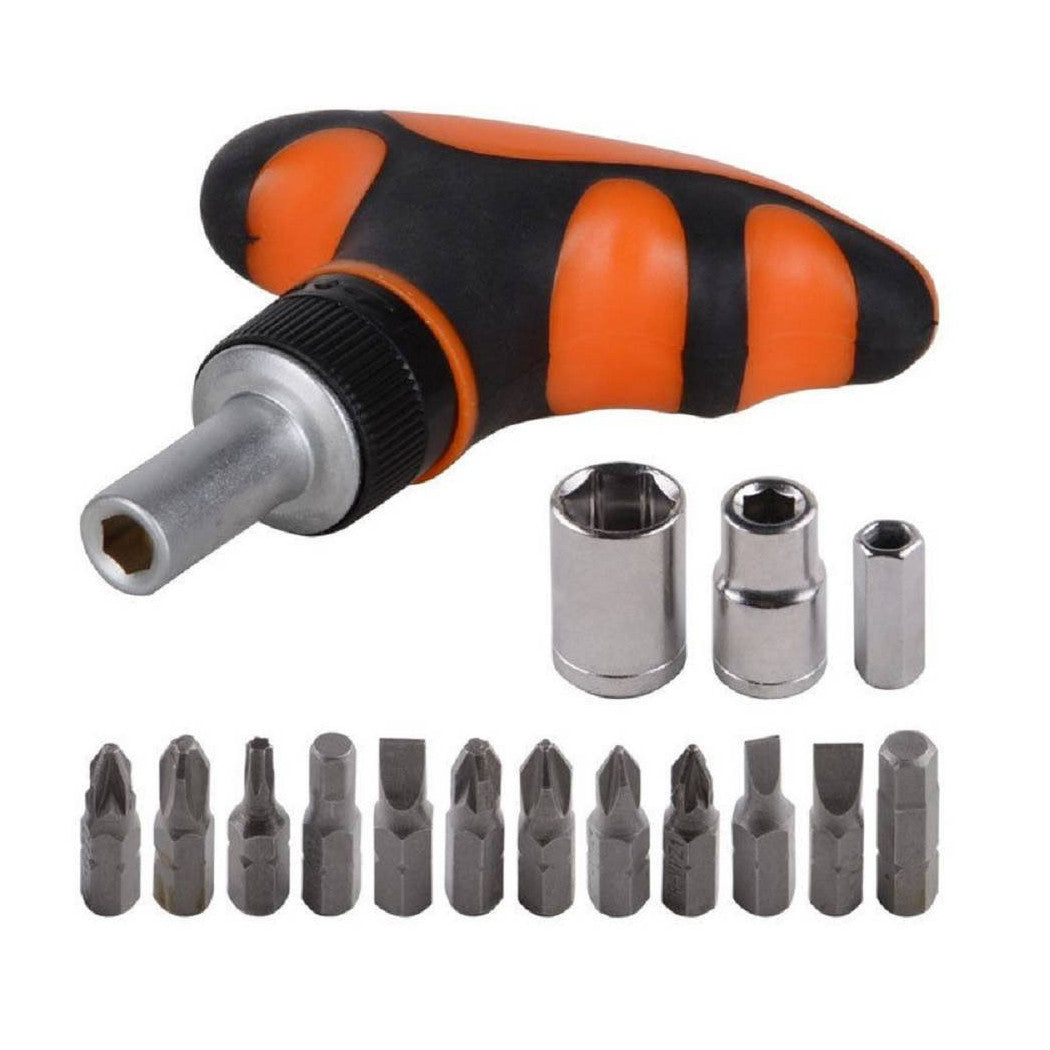 Destornillador de kit de trinquete con mango de T Multiustex 25 PC con inserciones de intercambio