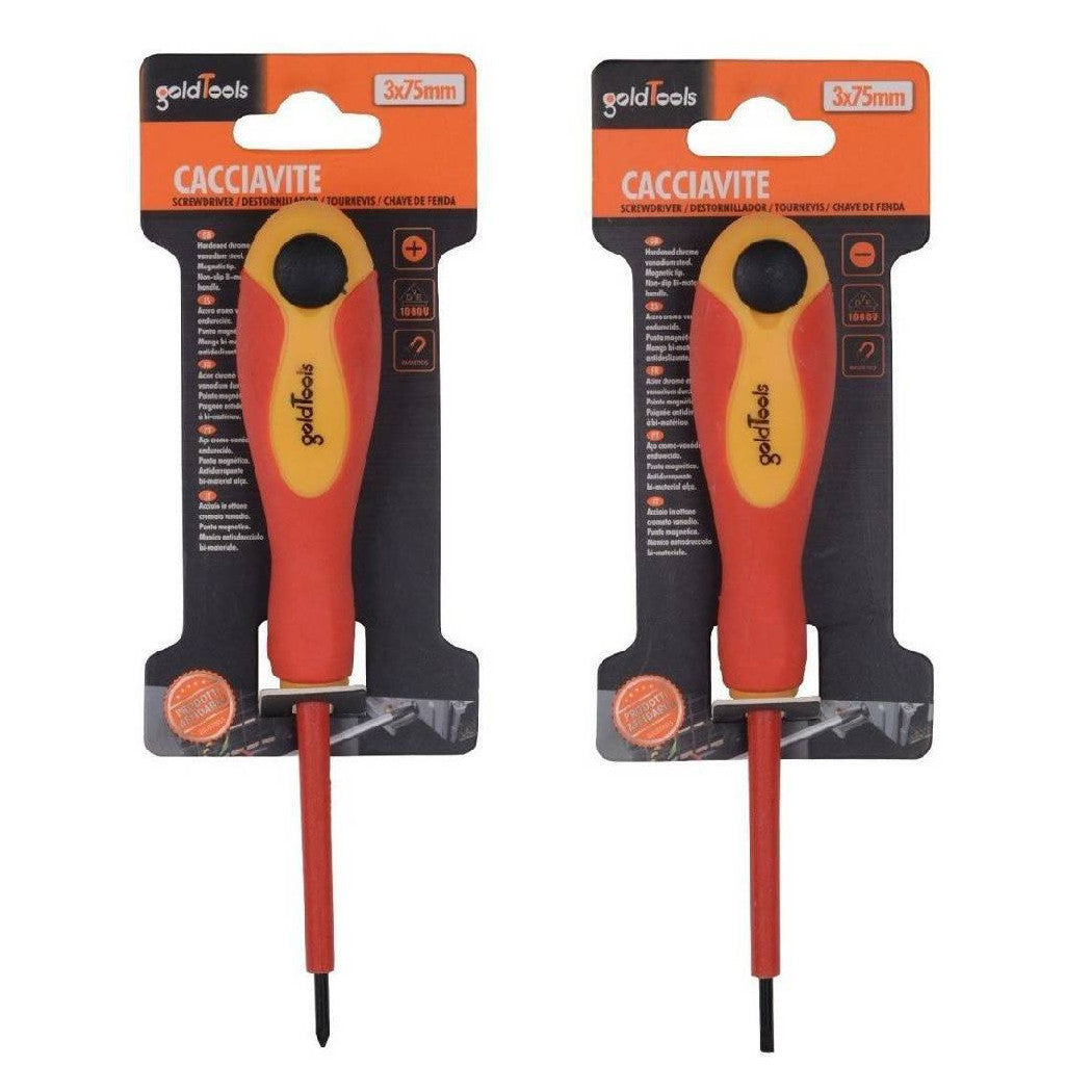 Destornilladores Aislados largos Destornilladores 2pcs con estelar y punta magnética