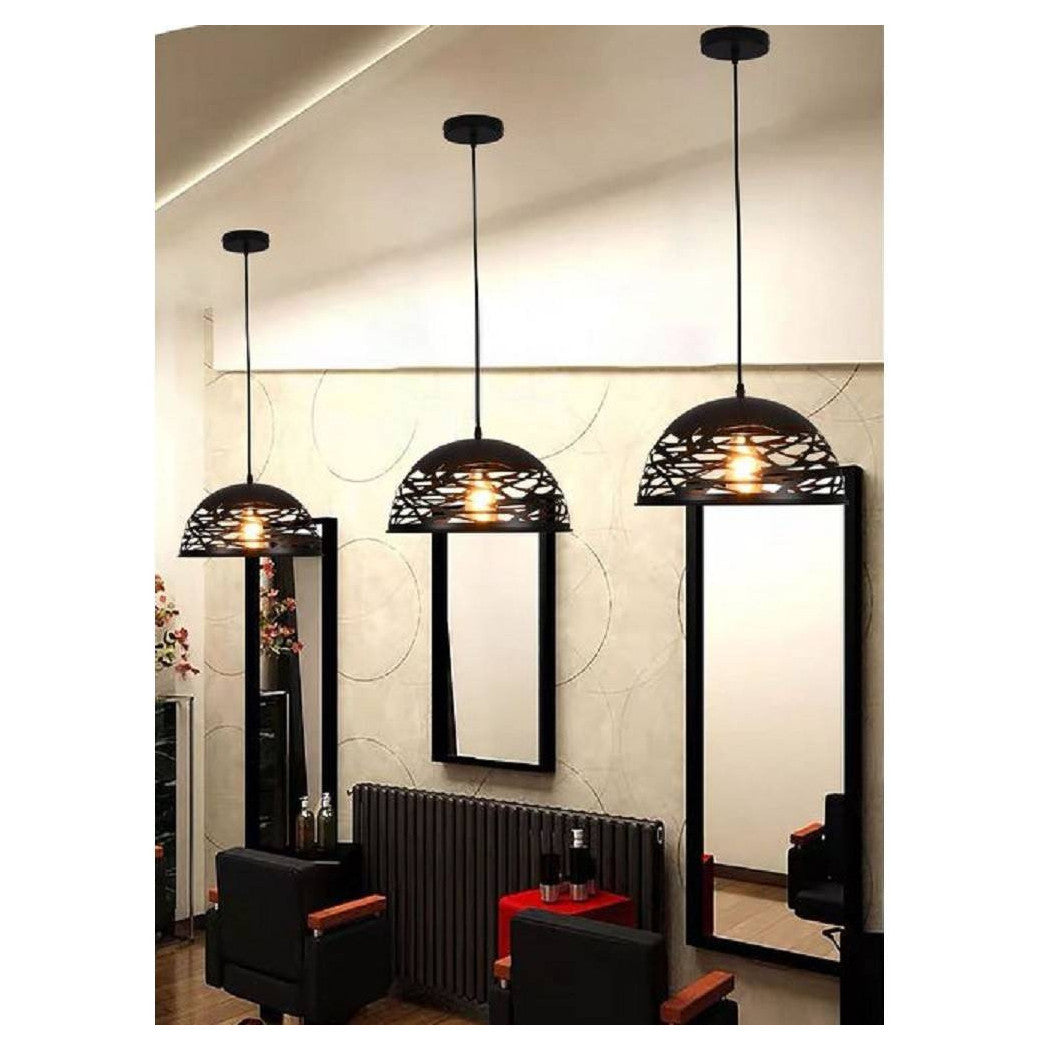 Diseño contemporáneo Chandelier Metal Shades Suspensión perforada E27 A37 Negro