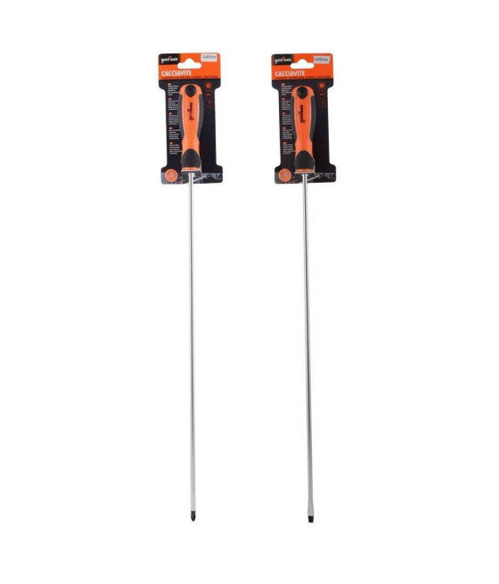 Establecer 2 destornilladores extra largos 45 cm para la estrella de electricista y los destornilladores de corte