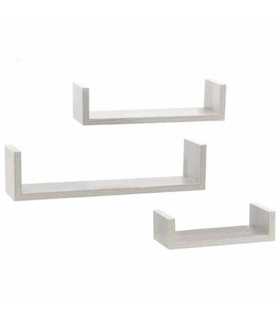 Decoración de pared de madera blanca con estante 2 perchas de cisne 23 x 39 cm