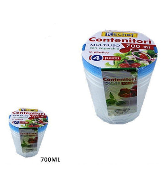 Establecer 6 PC con recipientes de plástico redondos con tapa de alimentos