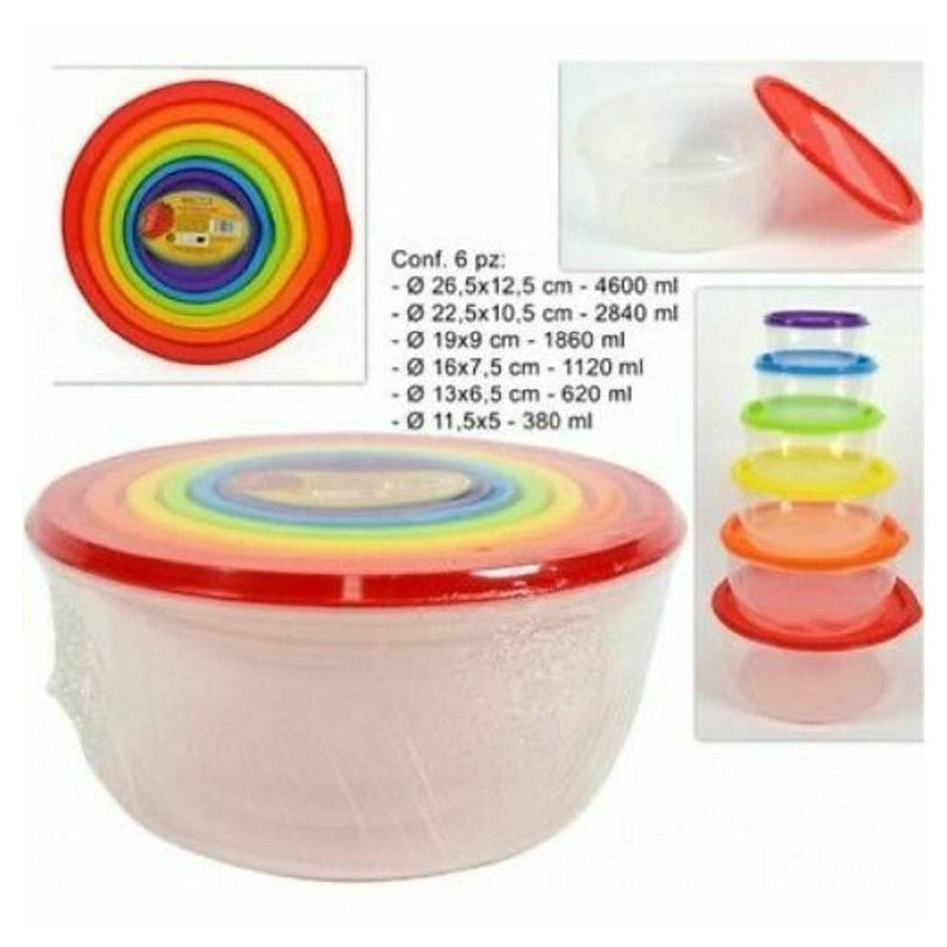 Establecer 6 PC con recipientes de plástico redondos con tapa de alimentos