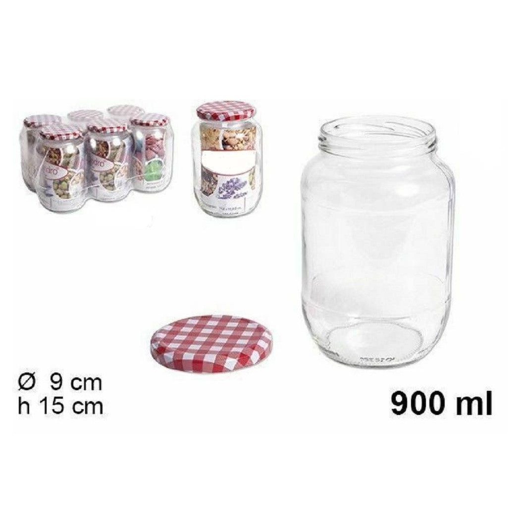 Establecer 6 piezas de recipiente de jarra de vidrio con cubierta de jarra 900ml