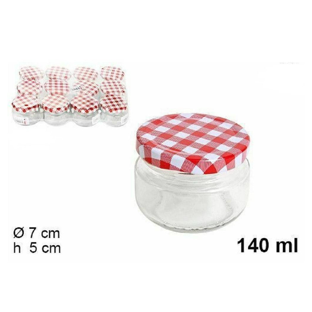 Establecer contenedor de jarra de vidrio de 12 piezas con cubierta de jarra de 140 ml