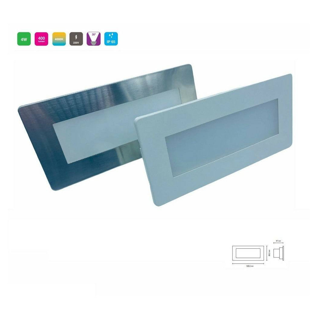 FARETTO SEGNAPASSO LED PARA CASSETTA 506 4W IP65 220V 4000K DESDE INTERNAL Y EXTERNAL