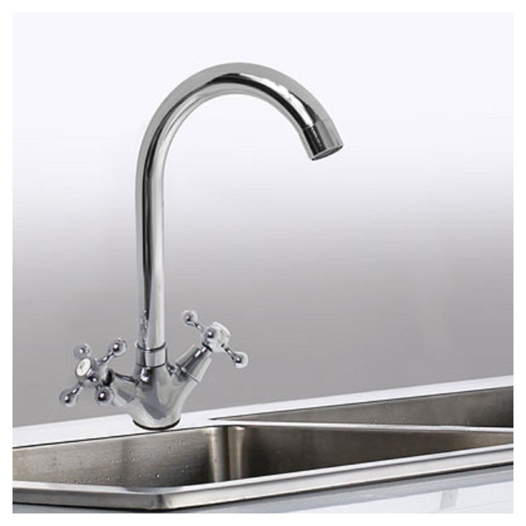 Faucet Cocina Fregadero Barril High Mezclador Doble Cromo Control 52346