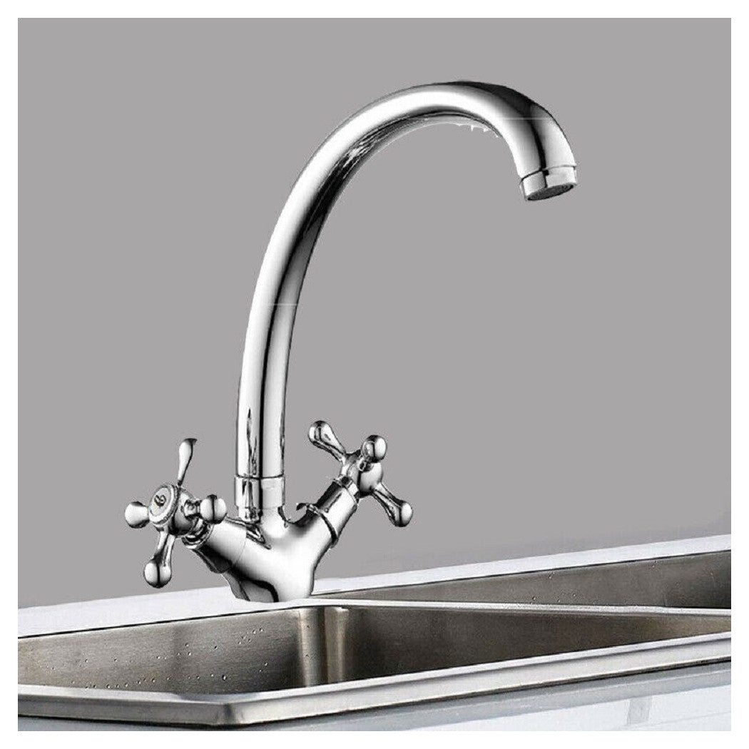 Faucet de cocina Lavabo de un solo agujero Cromo de latón pulido Doble Control Mezclador