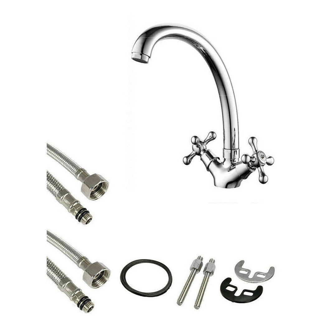 Faucet de cocina Lavabo de un solo agujero Cromo de latón pulido Doble Control Mezclador