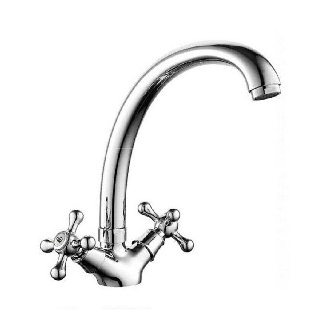 Faucet de cocina Lavabo de un solo agujero Cromo de latón pulido Doble Control Mezclador