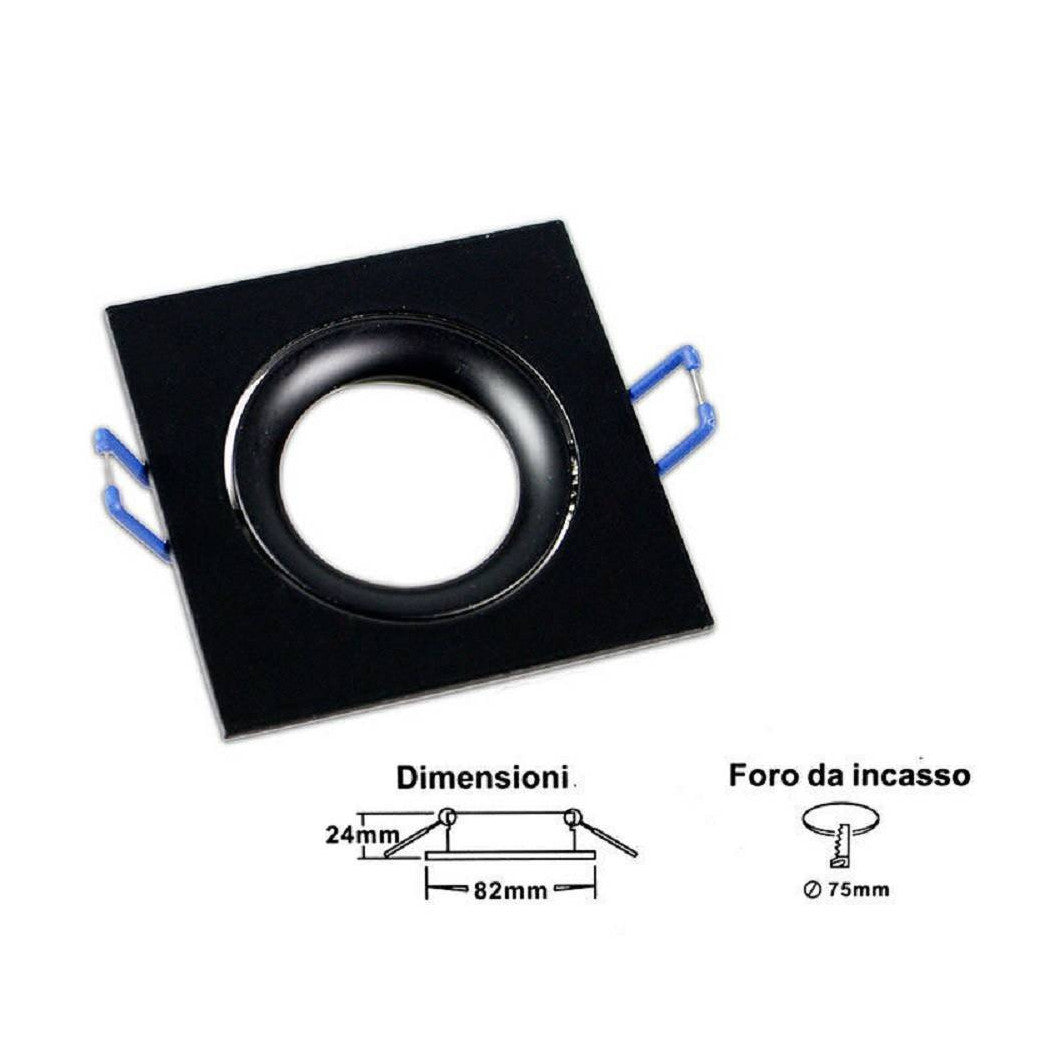 Foco empotrado cuadrado de foco de foco ajustable con resortes de 75 mm de orificio P20