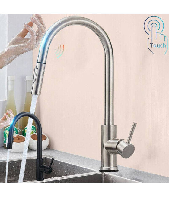 Faucet Cocina Fregadero Barril High Mezclador Doble Cromo Control 52346