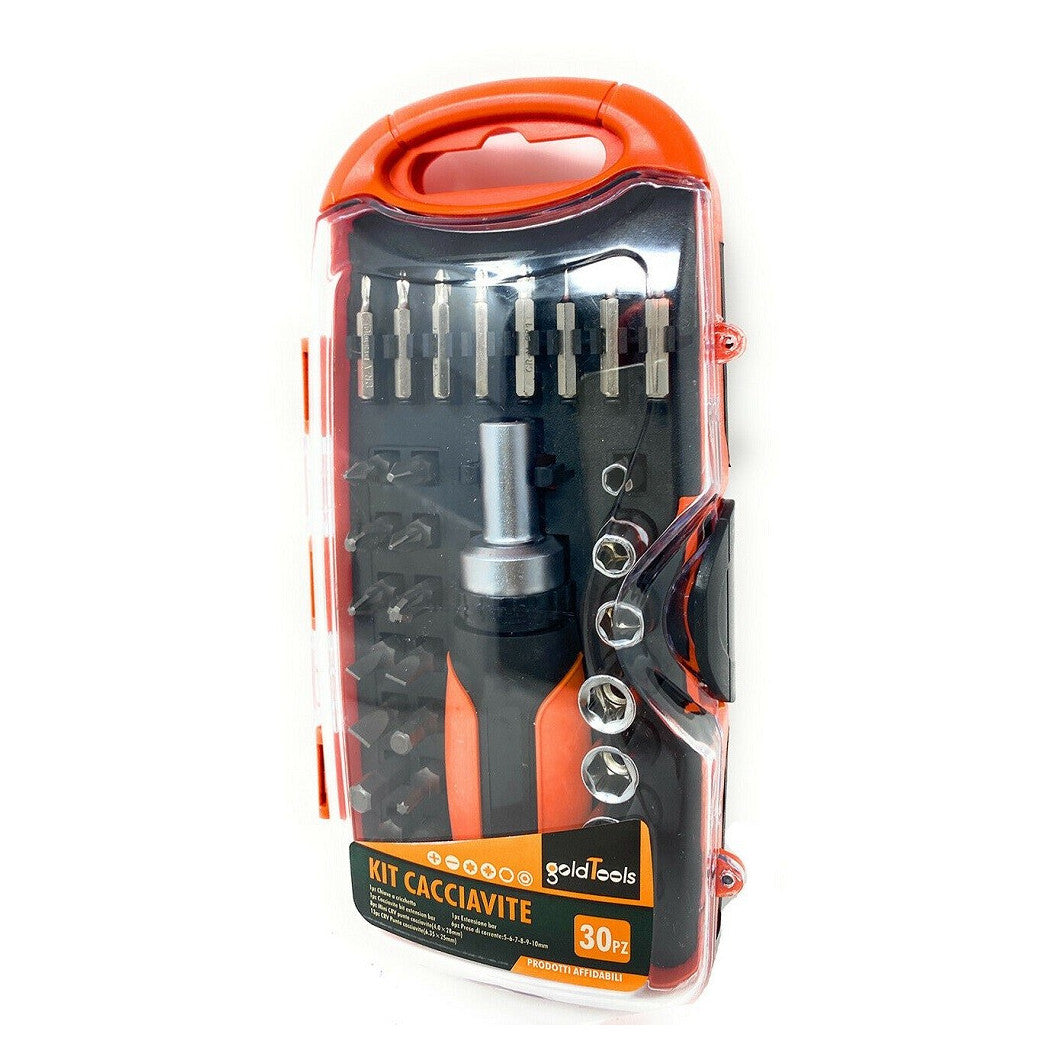 KIT 30 PCS Multiuso de trinquete de trinquete Destornilladores Hexagonales Torx cruza inserciones