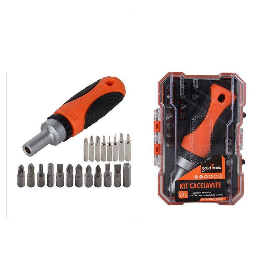 Kit de destornillador de trinquete multiuso 27 PCS magnético con mango antideslizante 92187