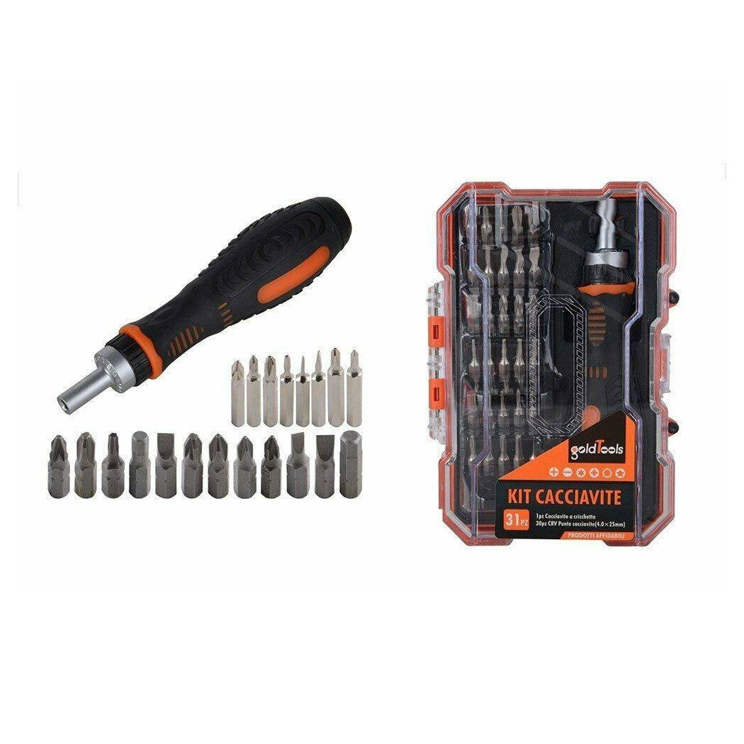 Kit de destornillador de trinquete multiuso 31 PC con phillips Torped Tirped Cross Tips