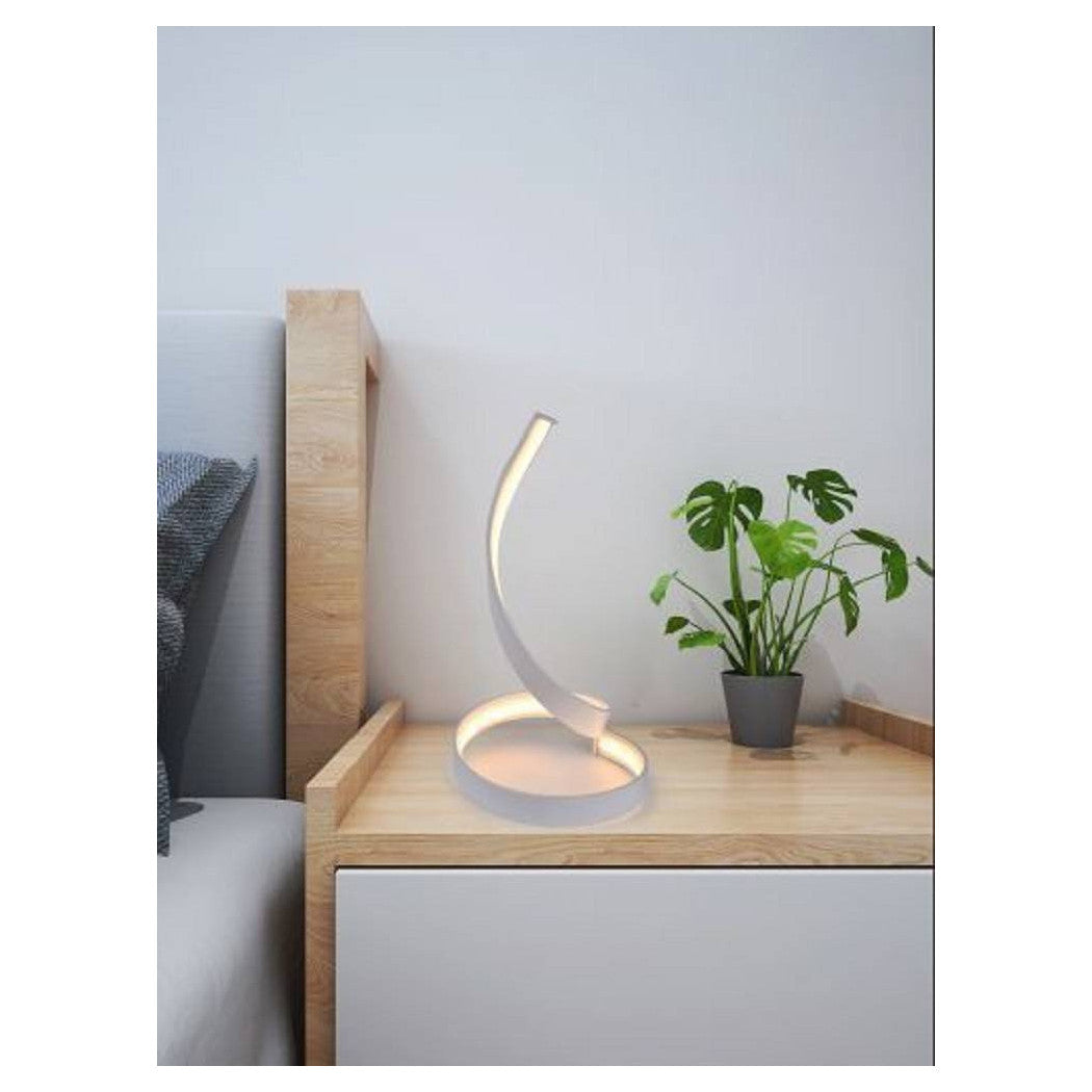 LAMPADA POR TAVOLO LED MODERN TO SPIRAL CURVA 12WATT LUZ POR COMODINO BIANCA D05