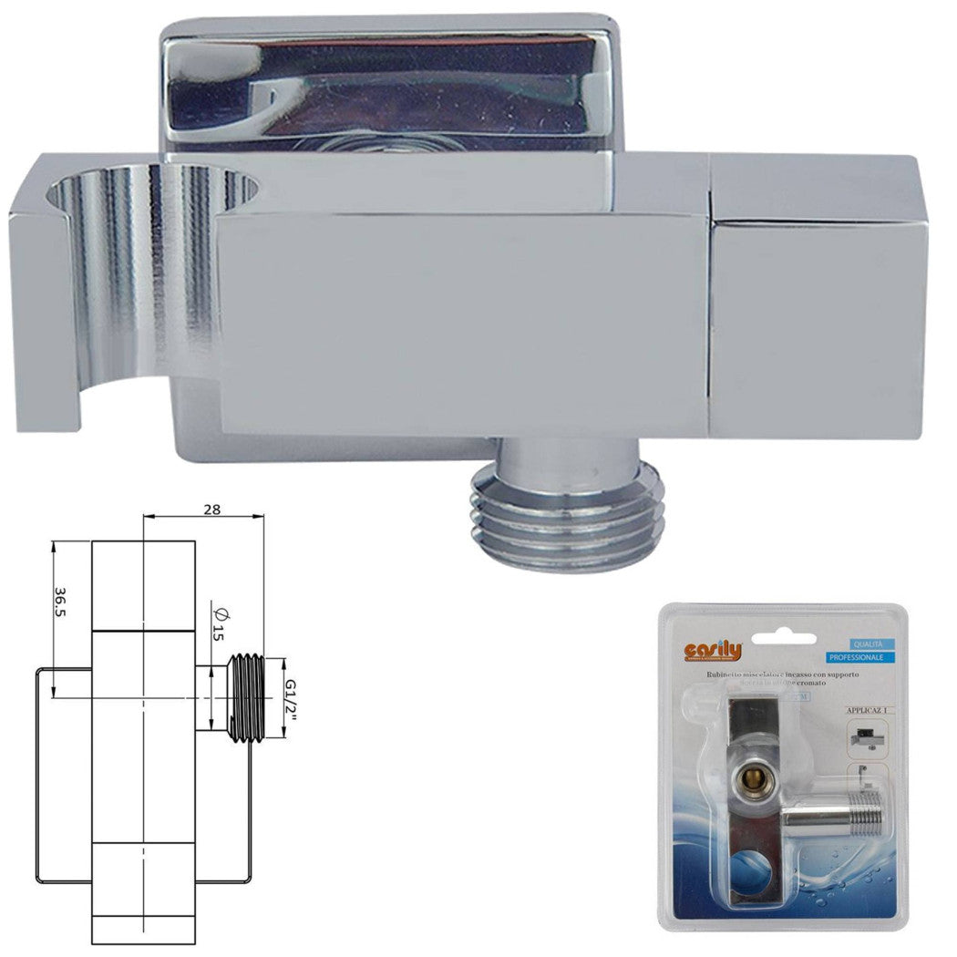 Mezclador de ducha de pared empotrable con soporte de ducha de mano cuadrado Art.59506