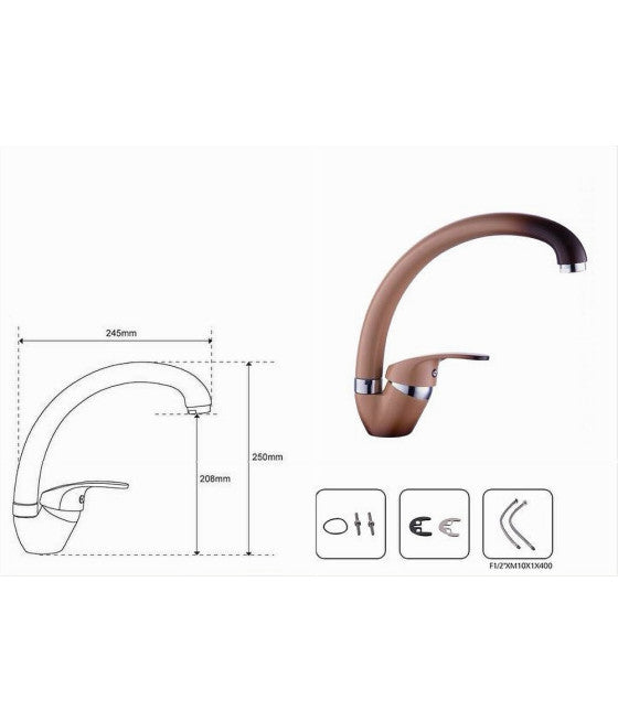 Mezclador de ducha de mano Cocina 2 MODO ATAQUE ½ "grifo cromado