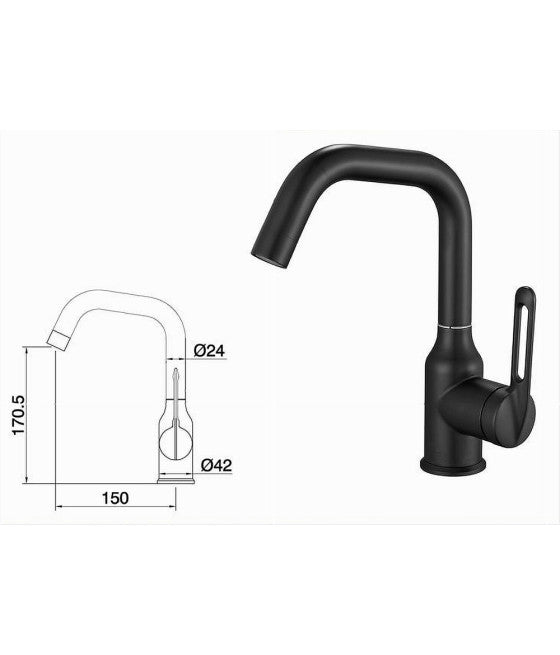 Faucet de cocina Lavabo de un solo agujero Cromo de latón pulido Doble Control Mezclador