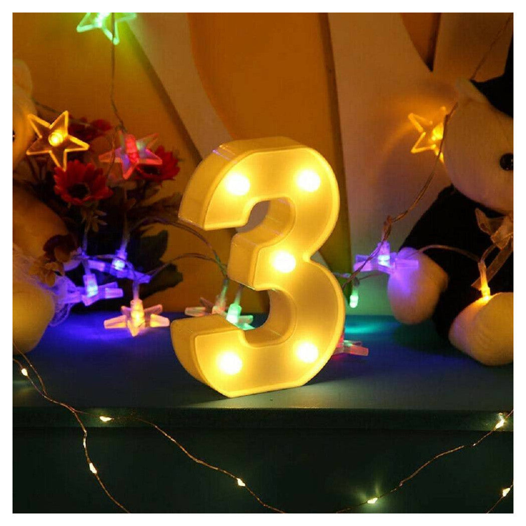 NUMBER 3 LUMINOSO BIANCO LED DECORO PARA EVENTOS CALDA 3000K 16X3CM