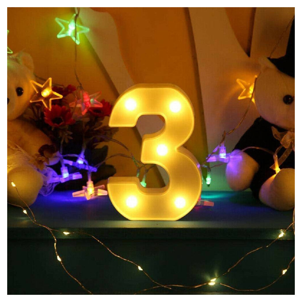 NUMBER 3 LUMINOSO BIANCO LED DECORO PARA EVENTOS CALDA 3000K 16X3CM