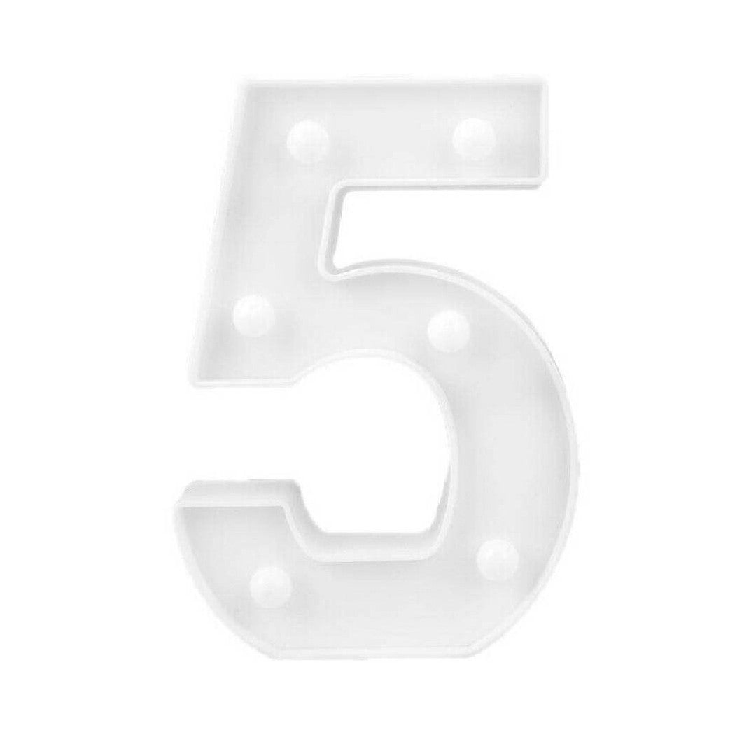 NUMBER 5 LUMINOSO BIANCO LED DECORO PARA EVENTOS CALDA 3000K 16X3CM