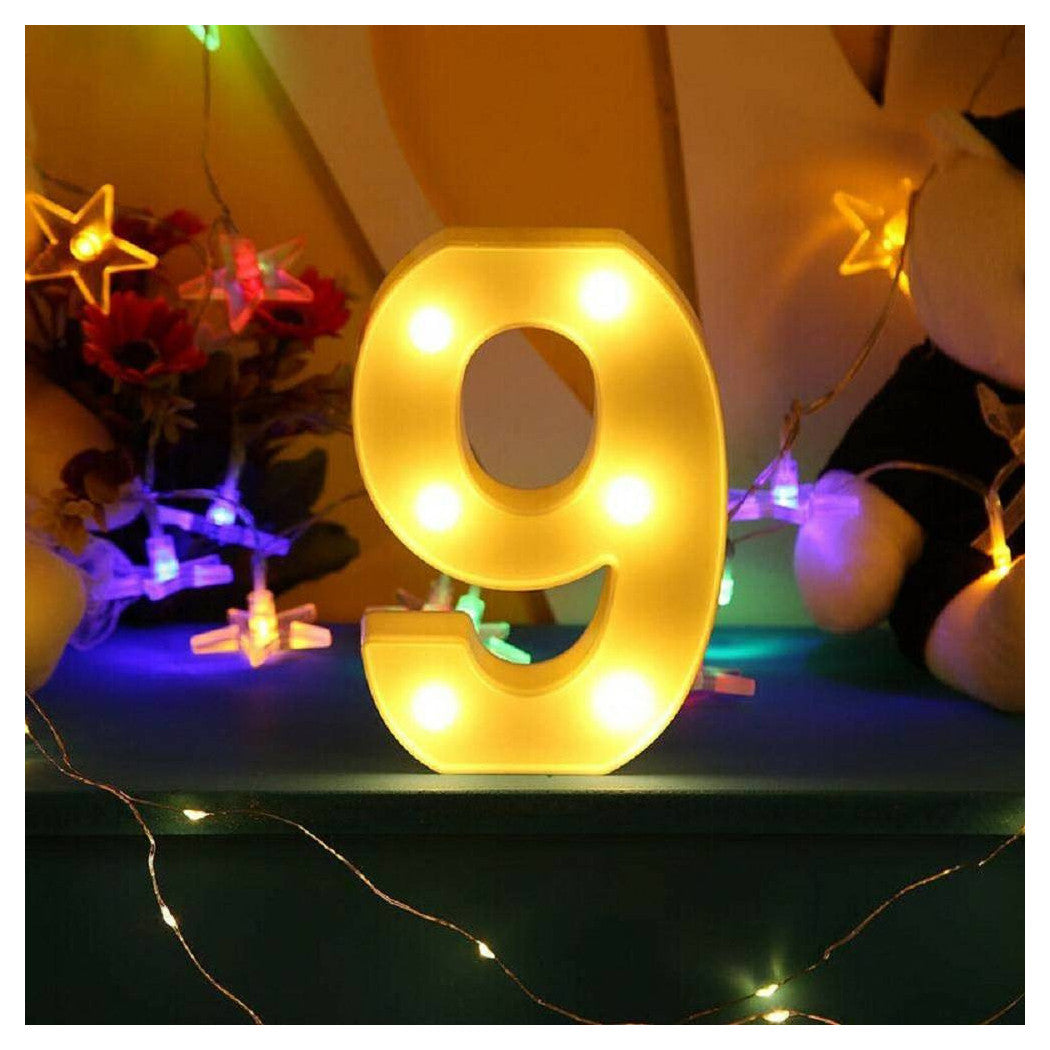 NUMBER 9 LUMINOSO BIANCO LED DECORO PARA EVENTOS CALDA 3000K 16X3CM