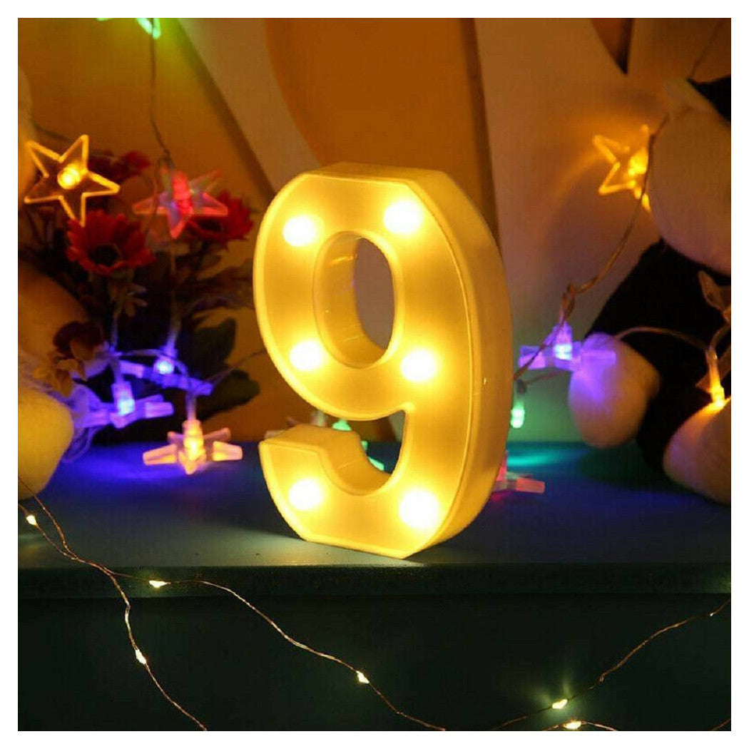 NUMBER 9 LUMINOSO BIANCO LED DECORO PARA EVENTOS CALDA 3000K 16X3CM