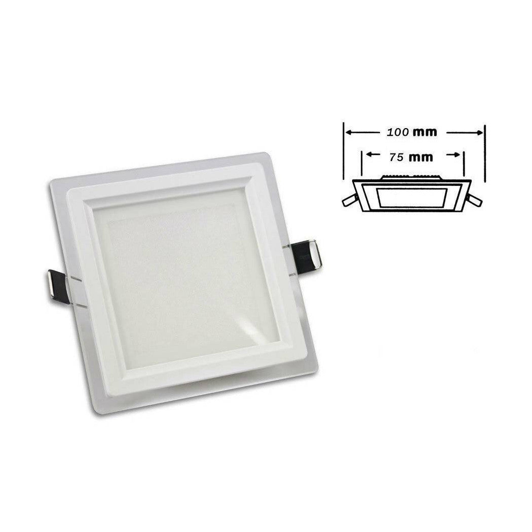 Panel LED delgado empotrado de vidrio cuadrado 6W Light 6500K 4000K 3000K P-75EQ