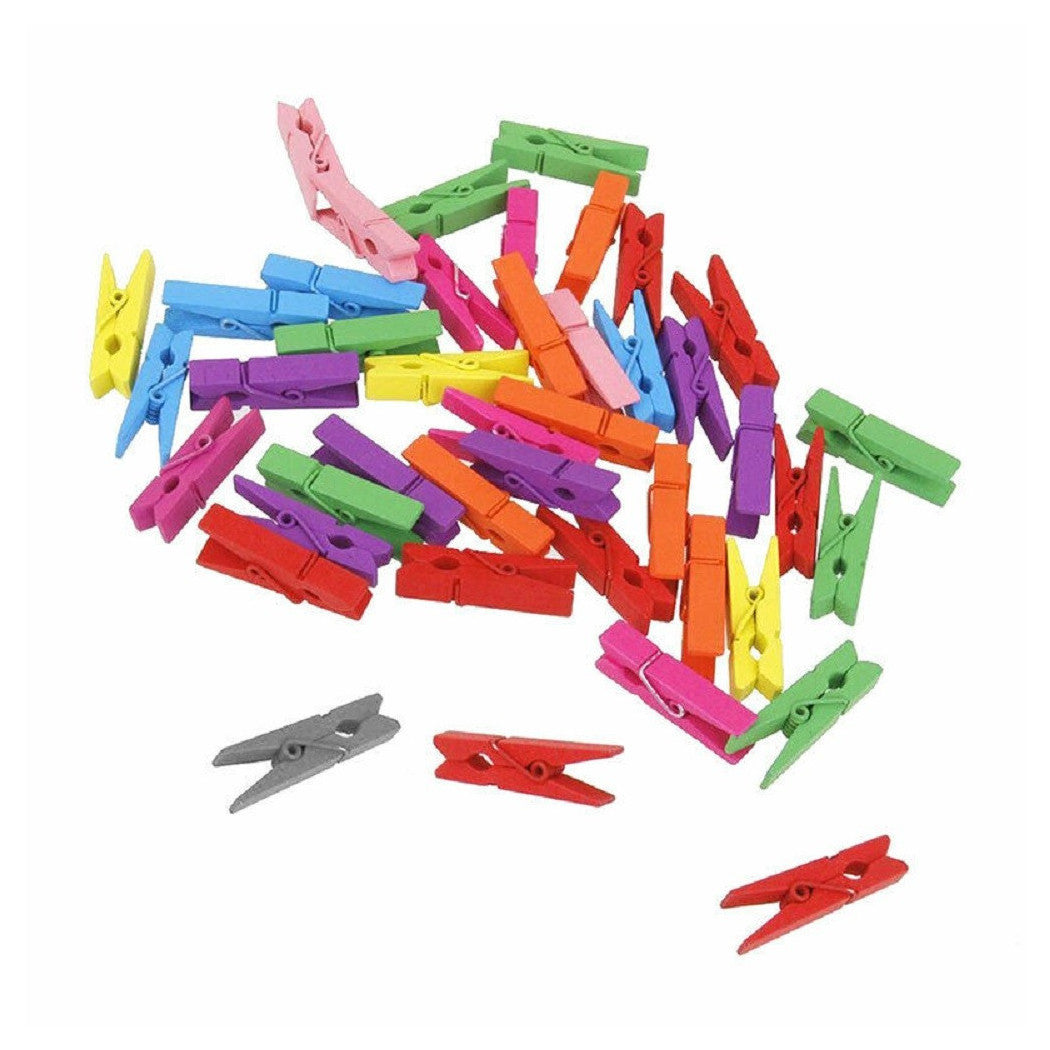 Pinzas de madera 3.5cm Apéndice Ropa de color Porción Deco 100pcs