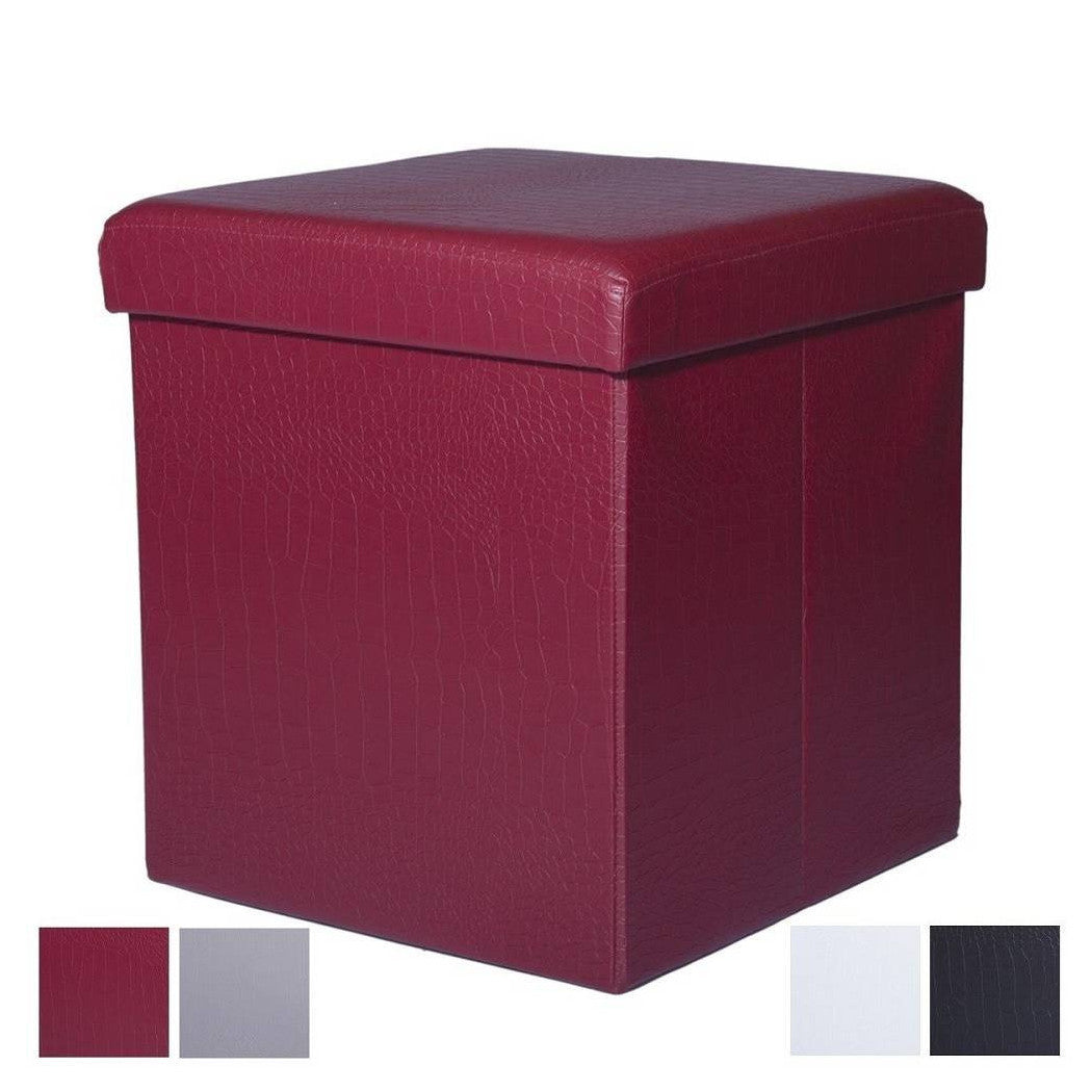 Pouff Puff Puf Pouf Acabado acolchado Asiento de almacenamiento Cuero 35 x 35 x 35 cm