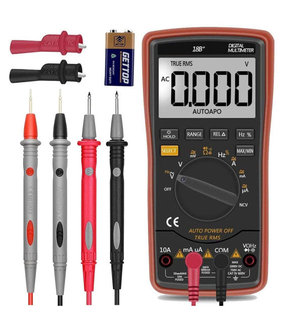 Picador de calibrador amperométrico digital Tenser Voltage CA DC Miltetimeter con consejos