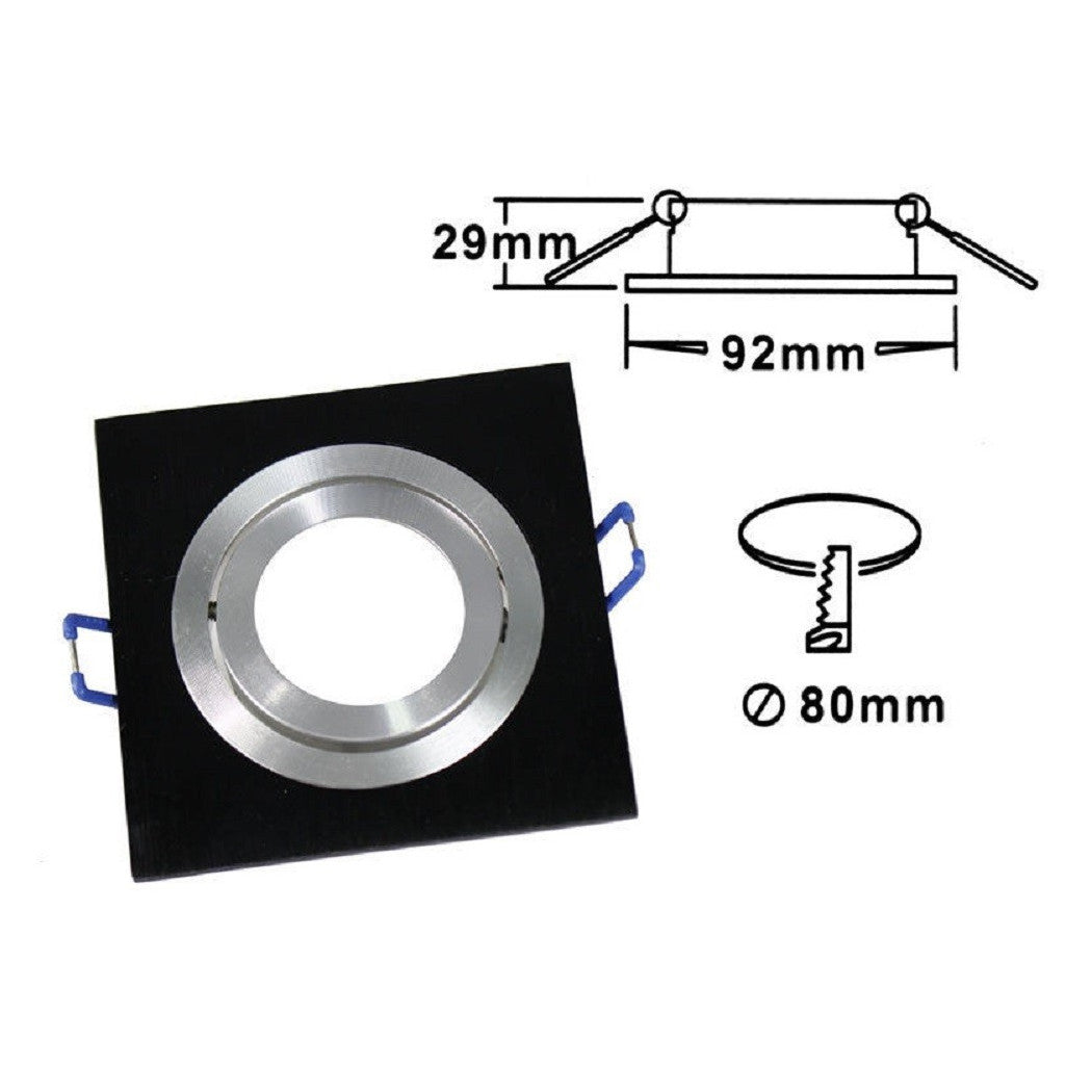 Recessed spotlight door GU10 square adjustable steel lamp holder P3