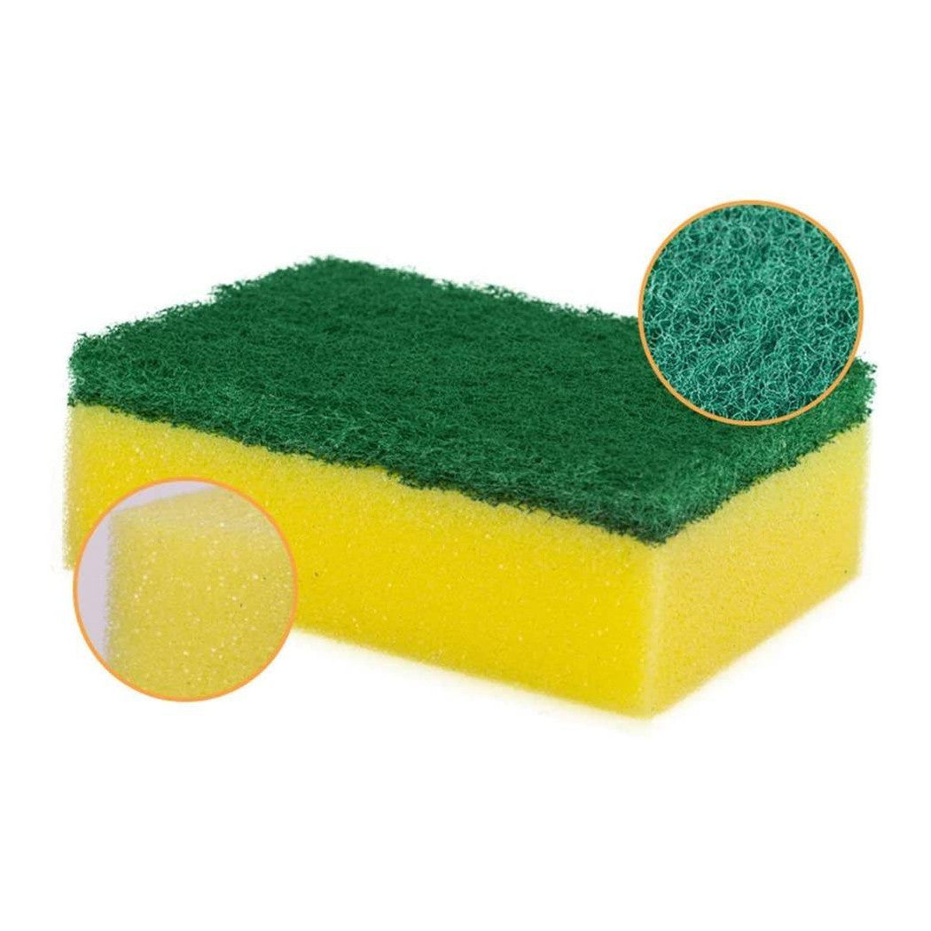 12 Esponjas para lavar los platos de esponja con la cocina de rasguño verde de la retina amarilla