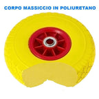 Antiformación de rueda llena PU Carretilla amarilla carretilla 25 cm círculo de plástico