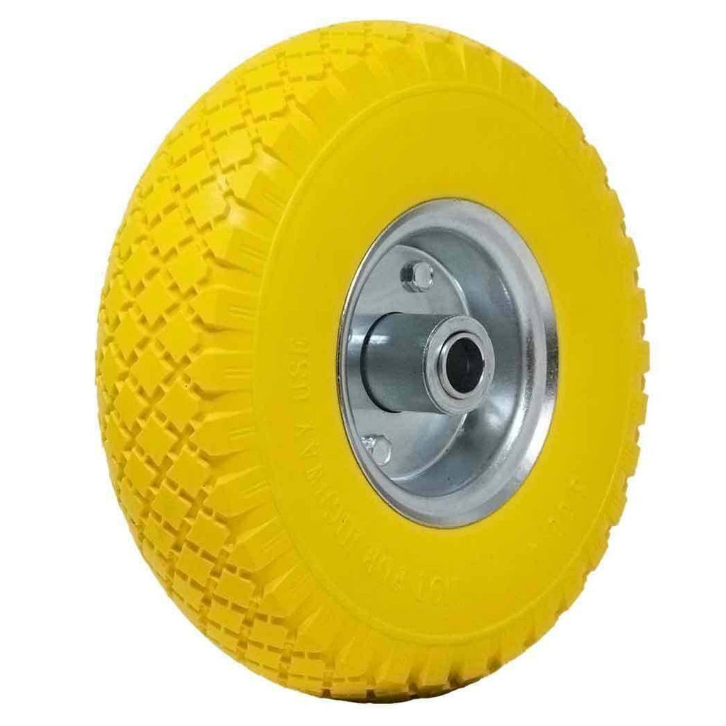 Antiformación de rueda llena PU Carretilla amarilla carretilla 25 cm de acero círculo